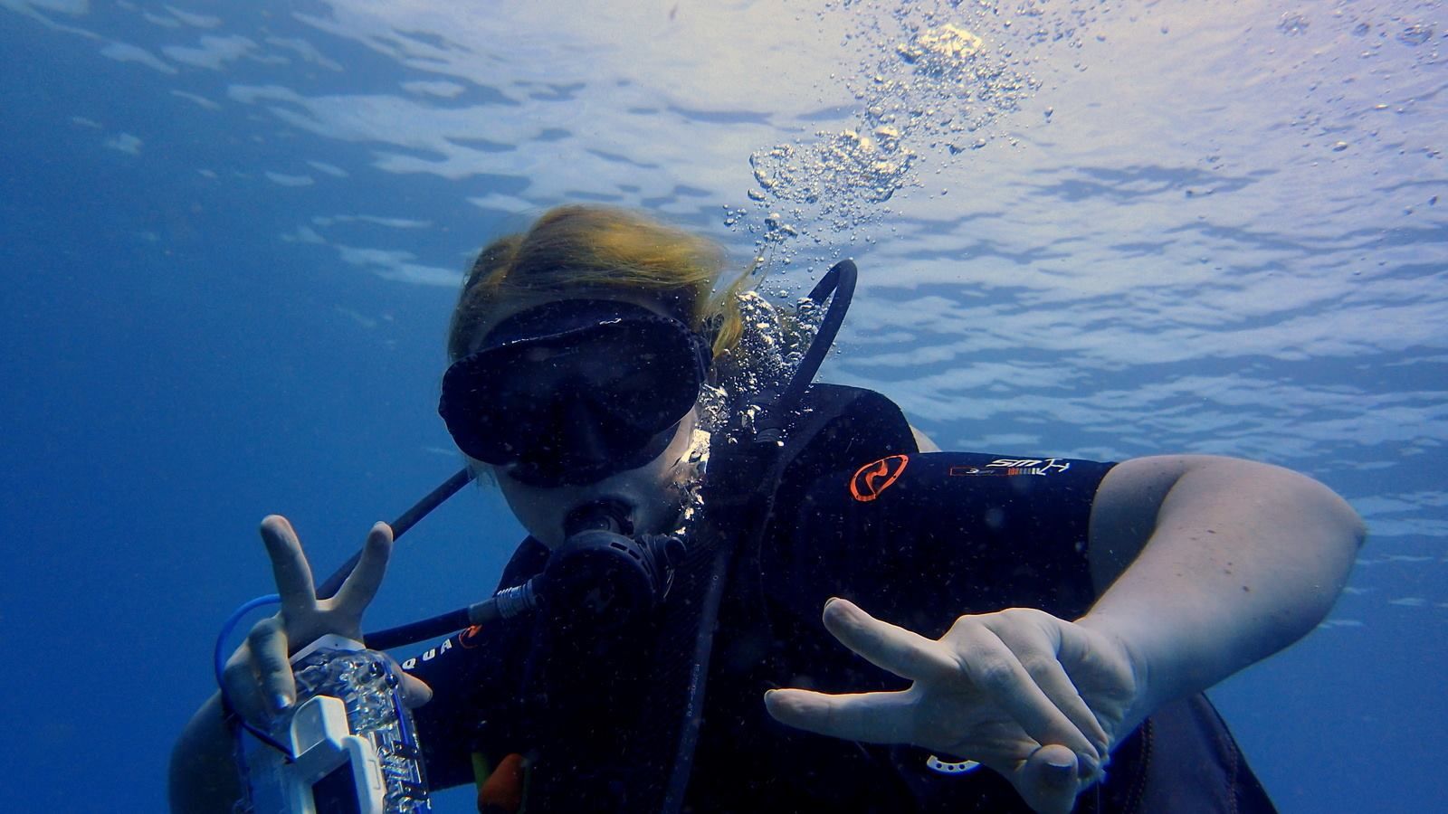 Hayley scuba diving in Indonesia