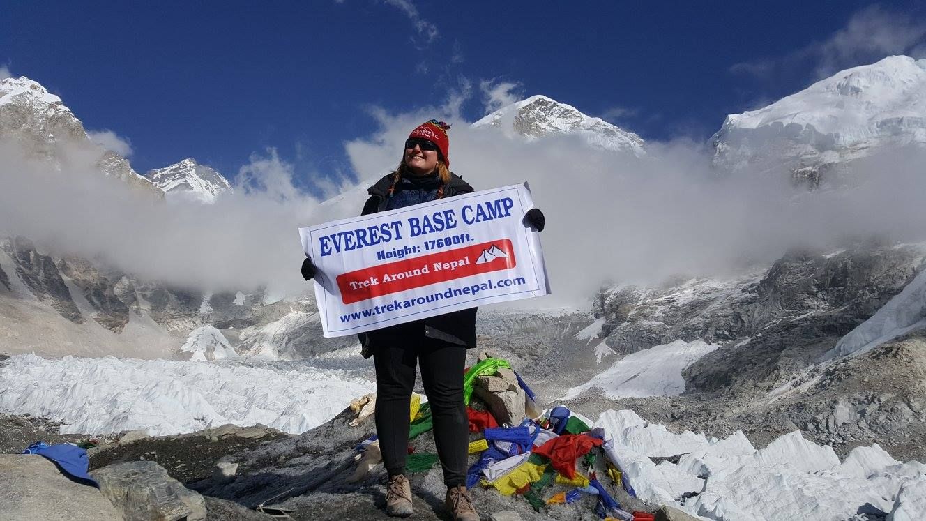Hayley at Mt. Everest Base camp in Nepal